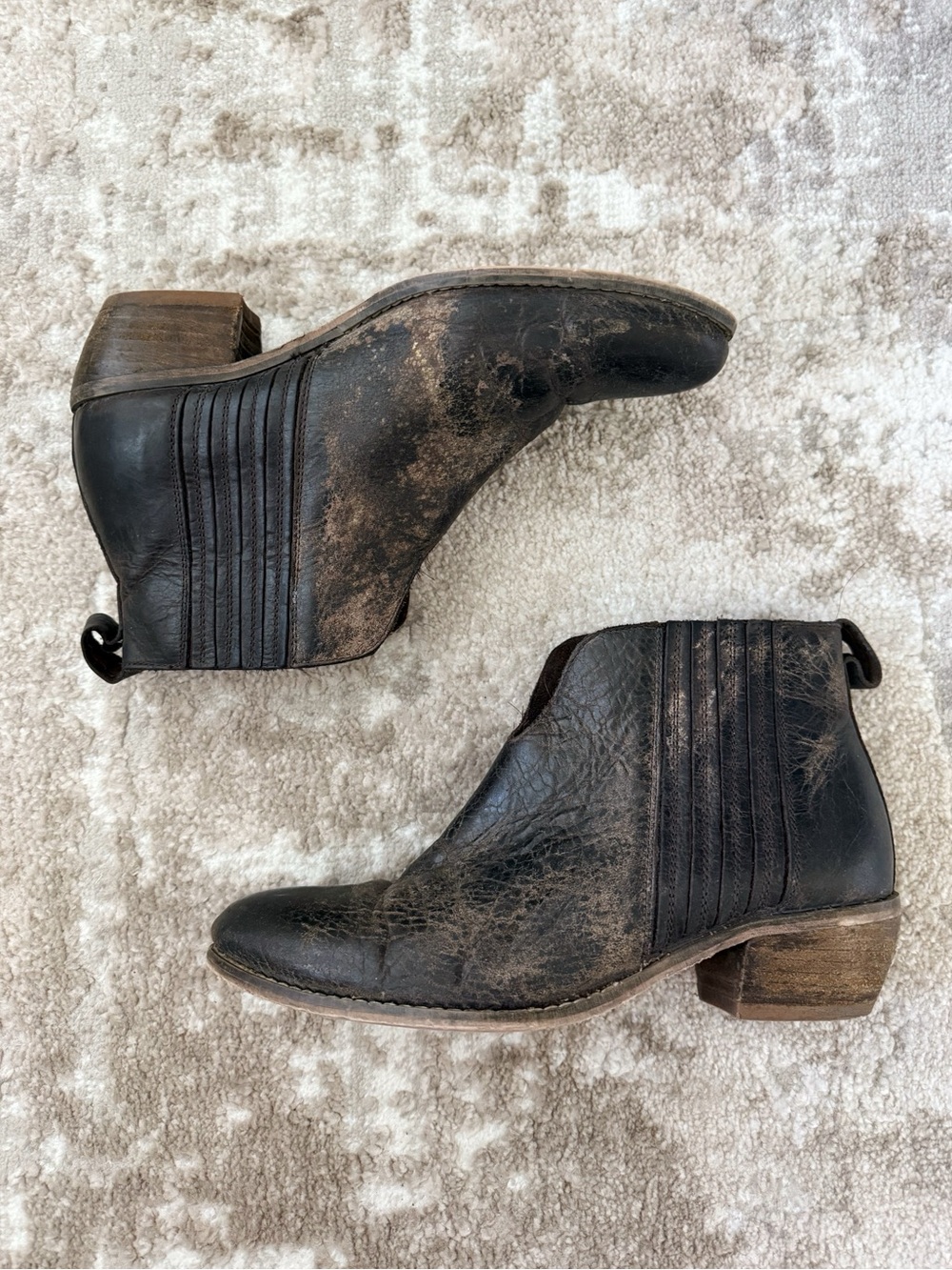 Diba True Brown Distressed Leather Ankle Boots